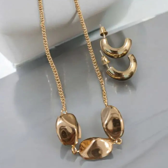 Adair Irregular Water Droplets Necklace With Earrings Demi Fine - Necklace