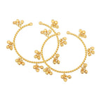 Handcrafted gold plated twisted ghungroo kada with mirror work and antique finish for bridal wear