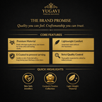 Yugavi brand promise and core features on a black background