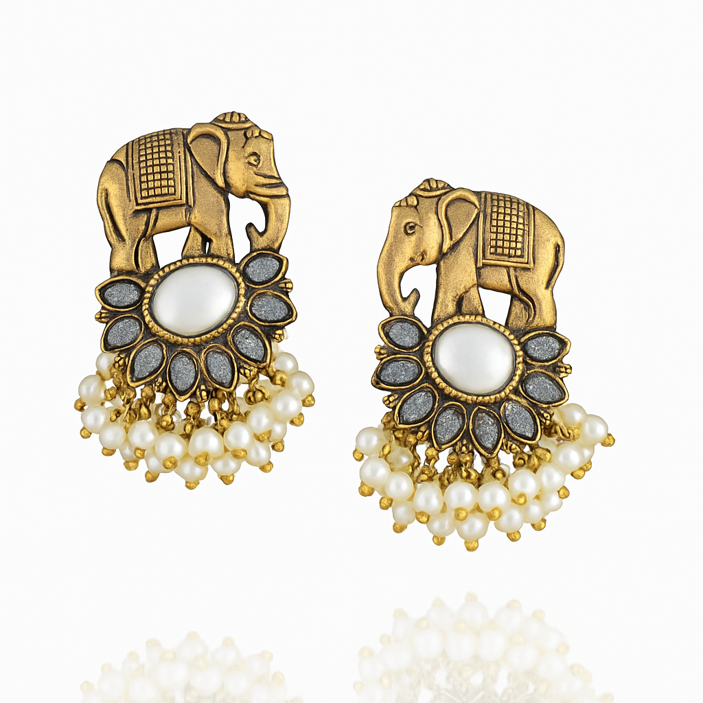 Elephant Pearl Earrings