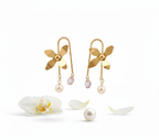Gold Flower Dangle Earrings