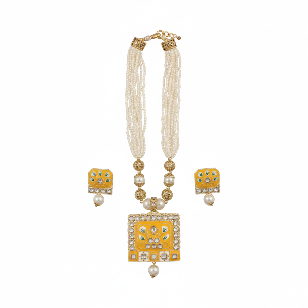 Champagne Gold Meenakari Necklace