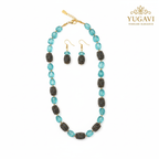 Blue Stone Mala with Earrings