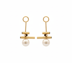 Minimalist Gold Bar and Pearl Drop Earrings