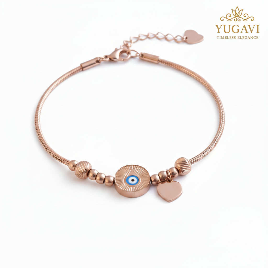 18K Rose Gold Plated Evil Eye Bracelet Anklet