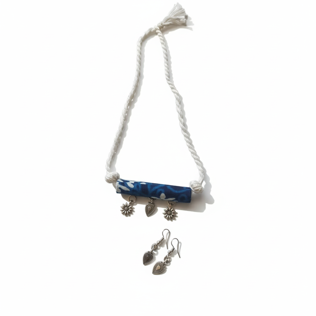 Fabric Necklace with Earrings