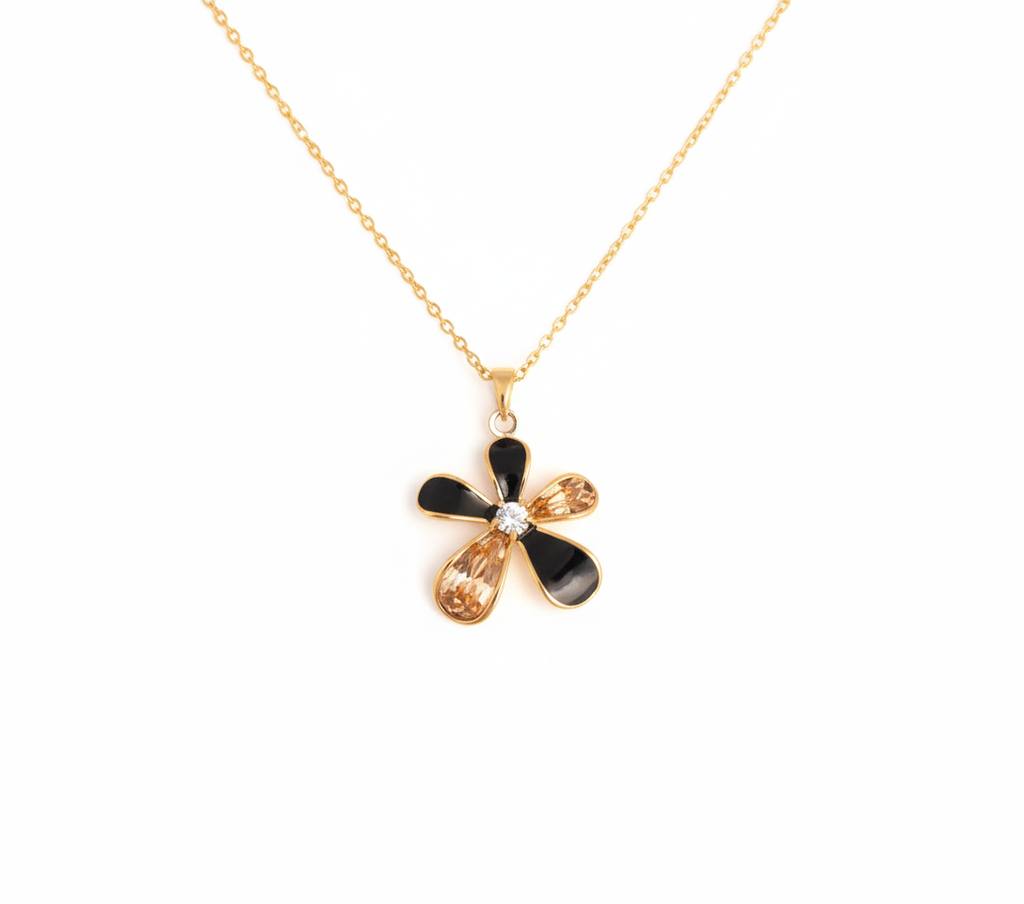 Amber Crystal Flower Pendant