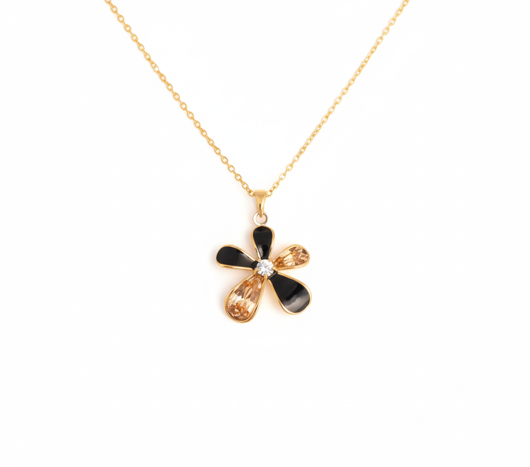 Amber Crystal Flower Pendant