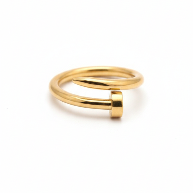Gold ring on a white background