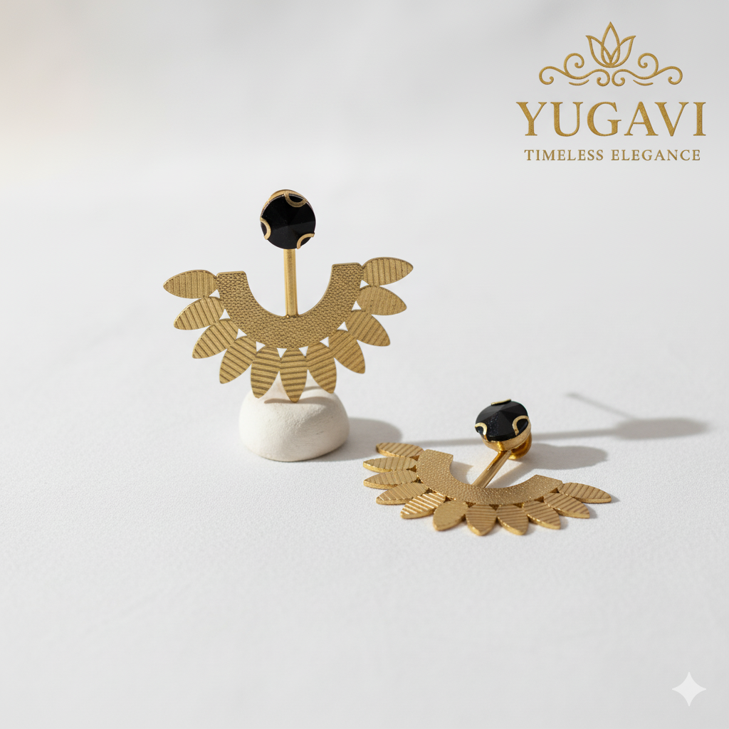 Radiant Gold Fan Drop Earrings