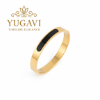Elegant Gold-Plated Men’s Bracelet – Timeless Black Accent