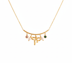 Bow Charm Necklace with Pearls & Gemstones