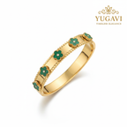Malachite Clover Bangle with Gold Beaded Edge