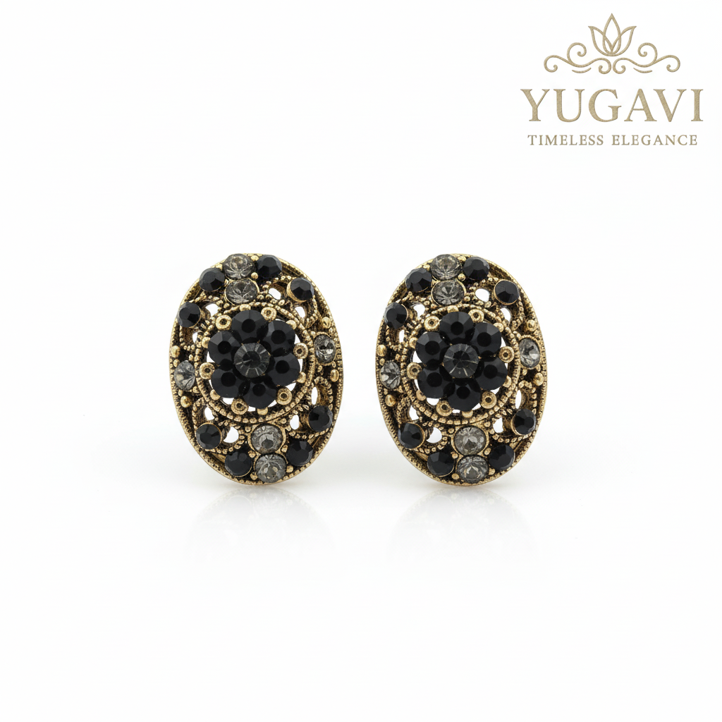 Vintage Stud Earrings crystal stones