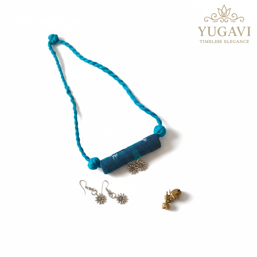 Fabric Necklace with Earrings