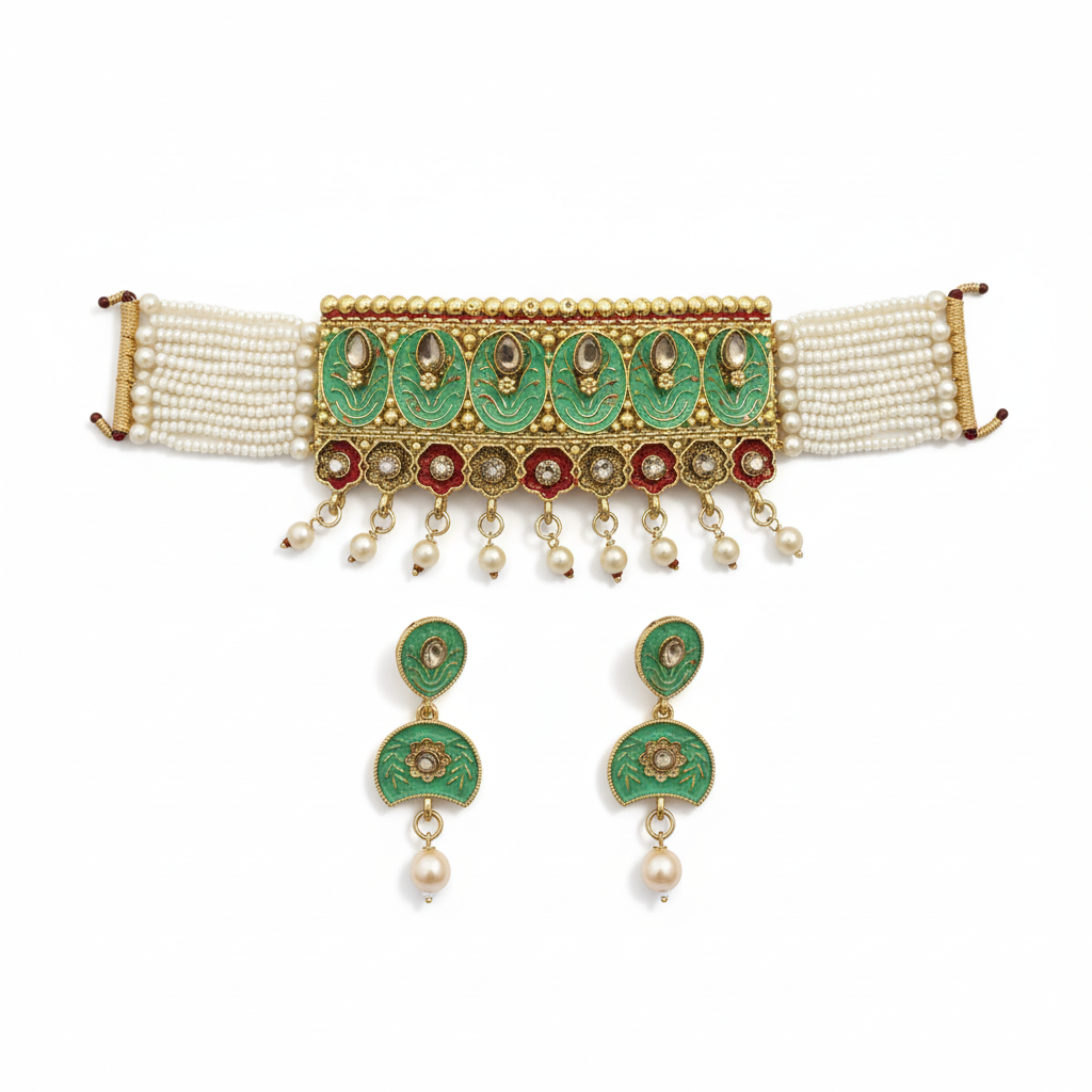 Beads Choker With Earrings