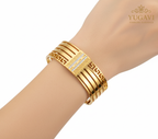 Wide Hammered Gold Cuff Bangle