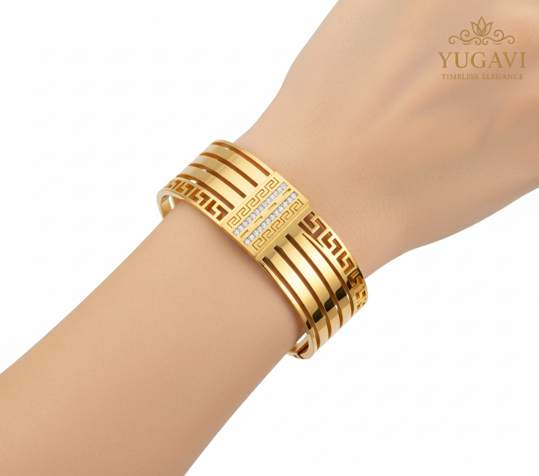 Wide Hammered Gold Cuff Bangle
