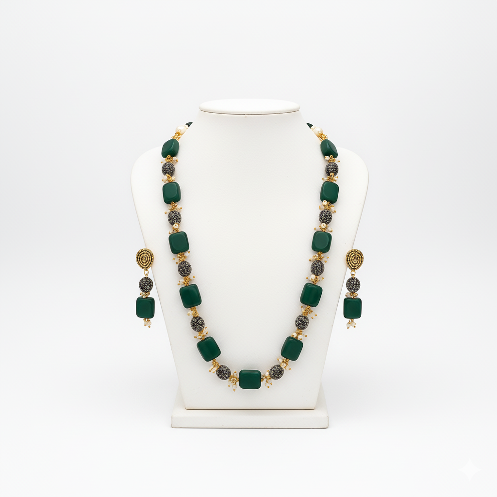 Champagne Gold & Emerald Necklace
