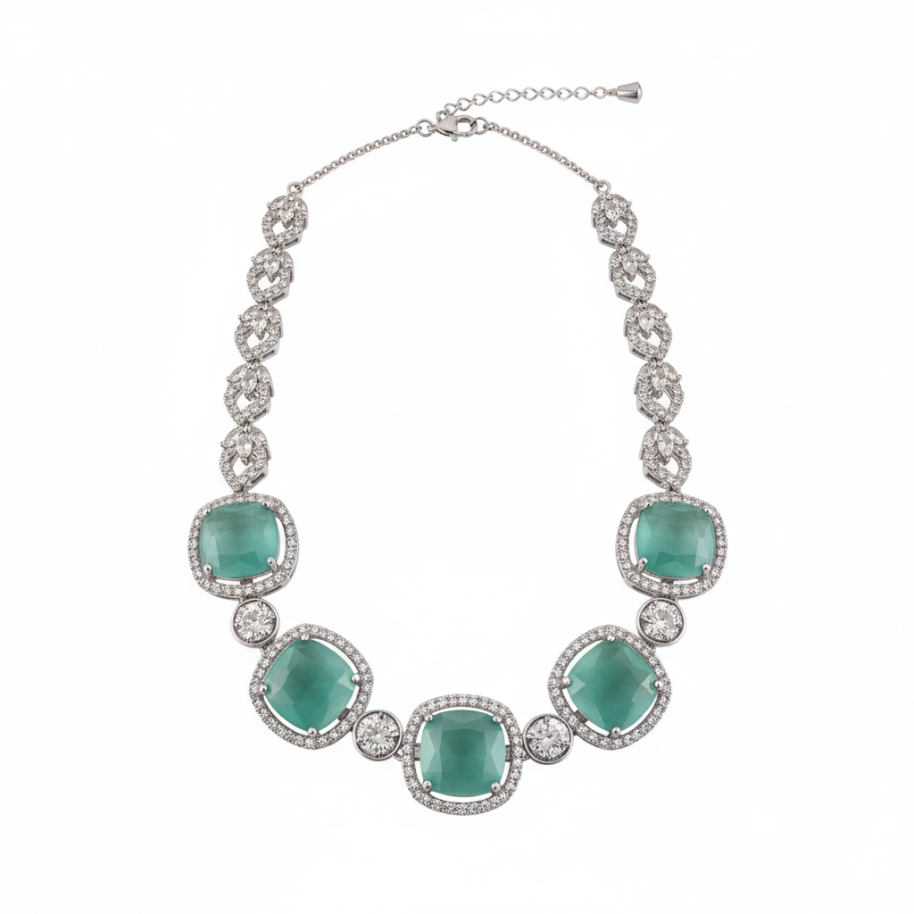 Semi Precious Stones Cut Necklace