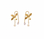 Gold Flower Dangle Earrings