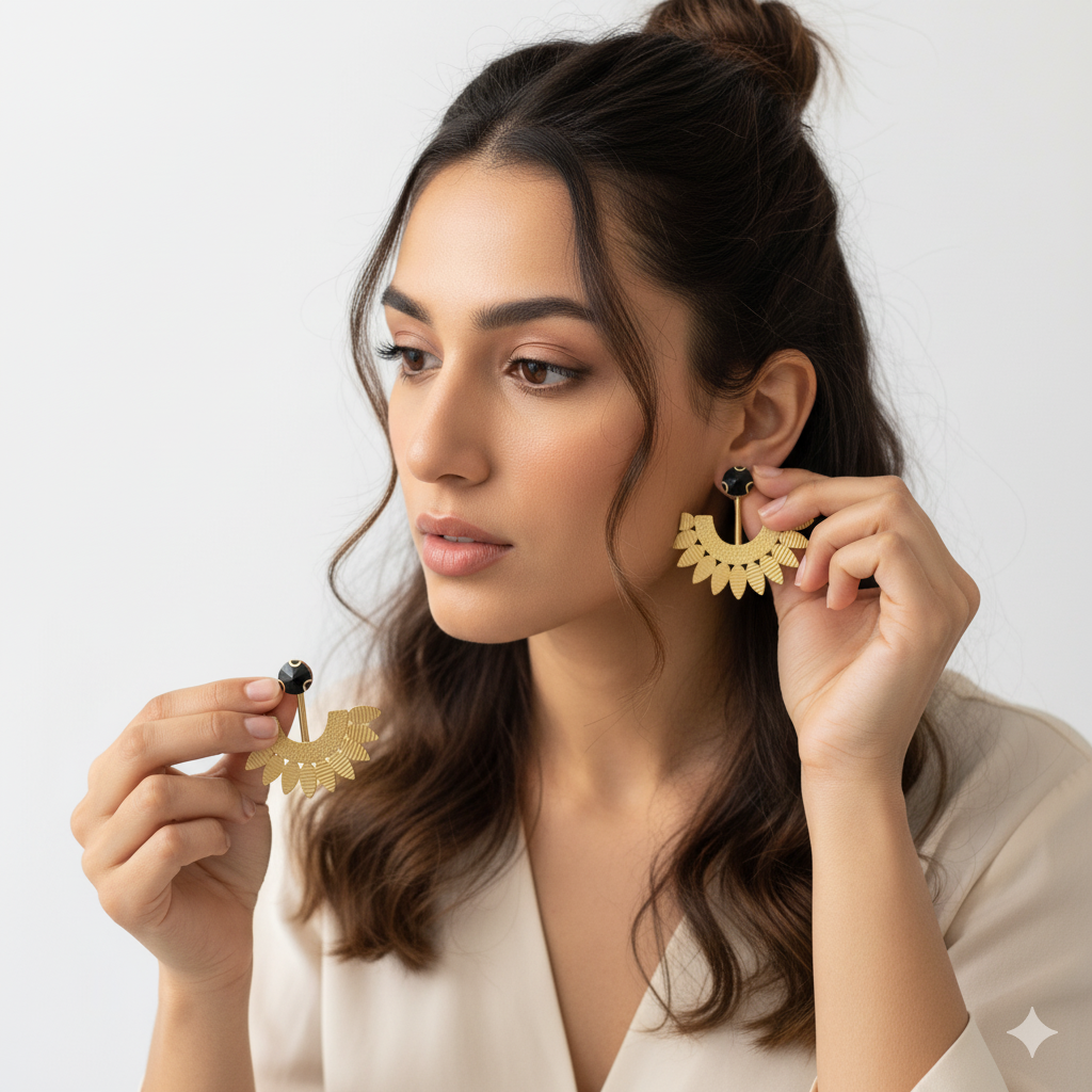 Radiant Gold Fan Drop Earrings