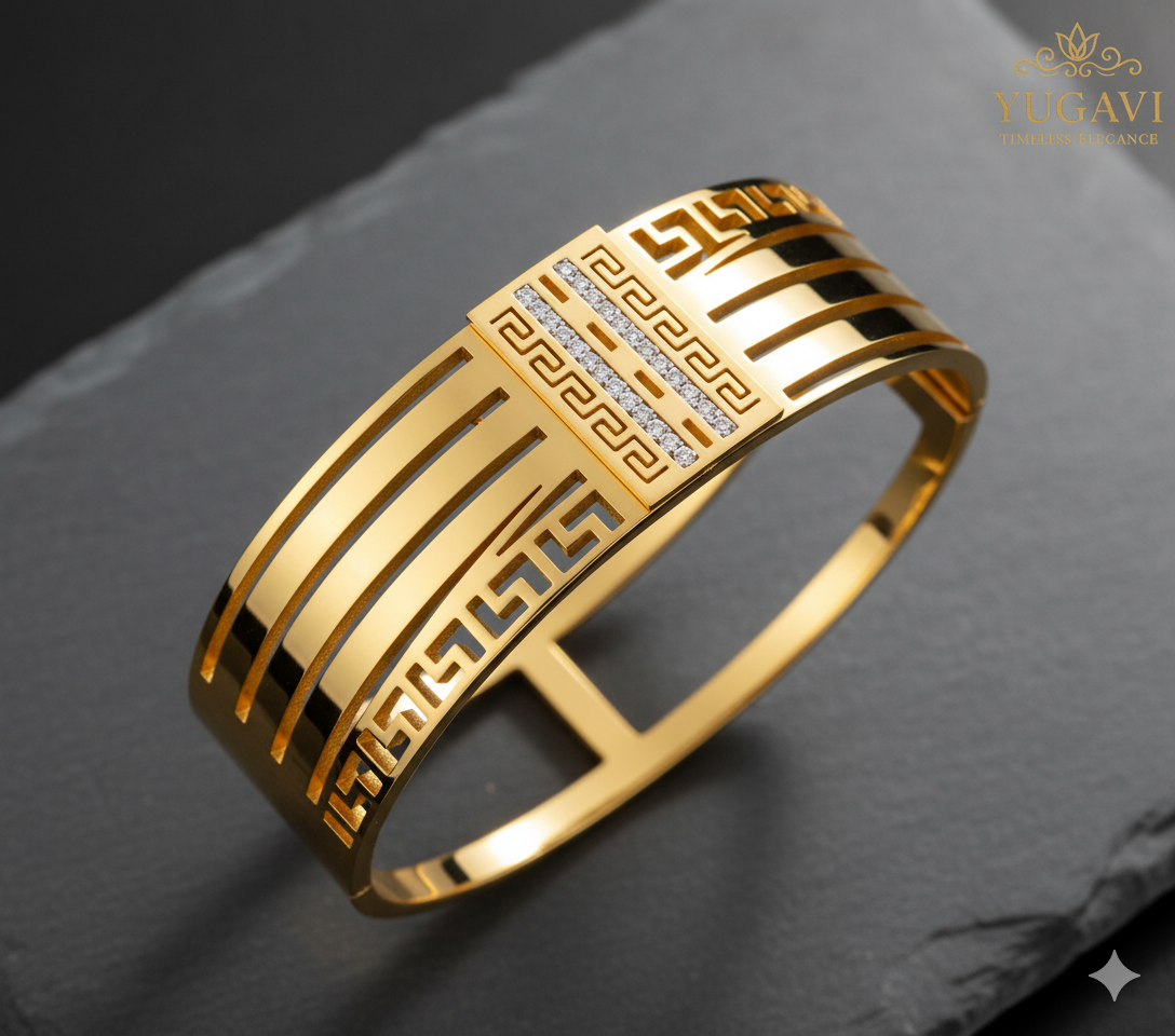 Wide Hammered Gold Cuff Bangle