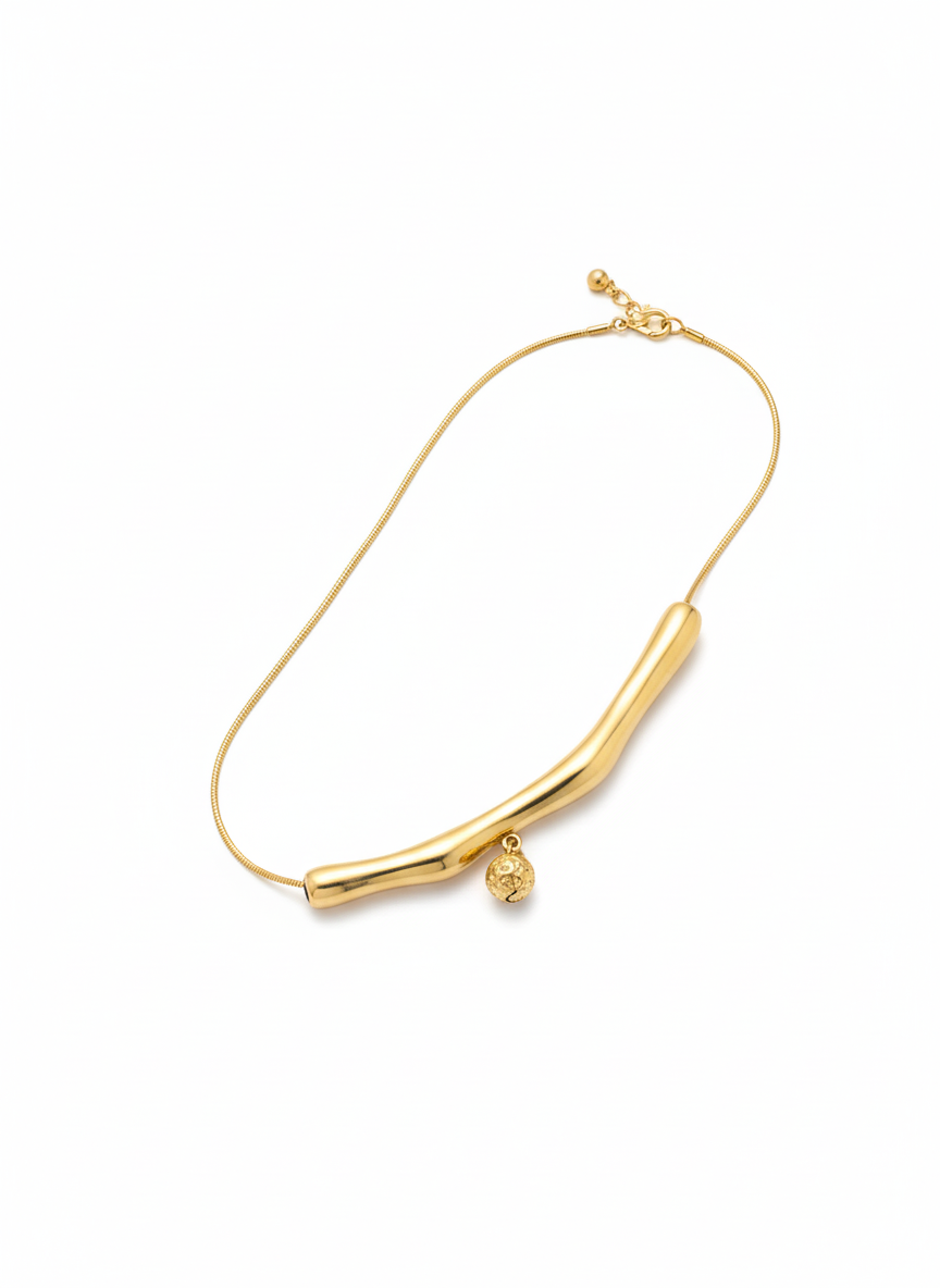 Gold Wave Pendant Necklace
