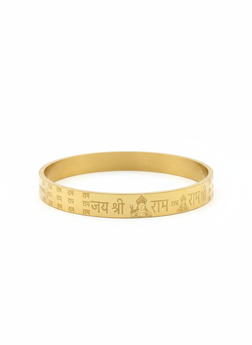 Divine Gold-Tone 'Jai Shri Ram' Engraved Kada