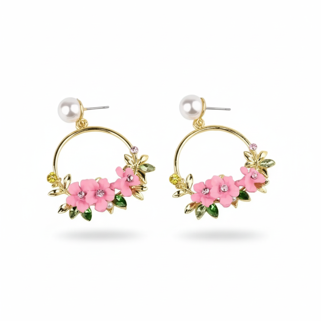 Floral Hoop Earrings