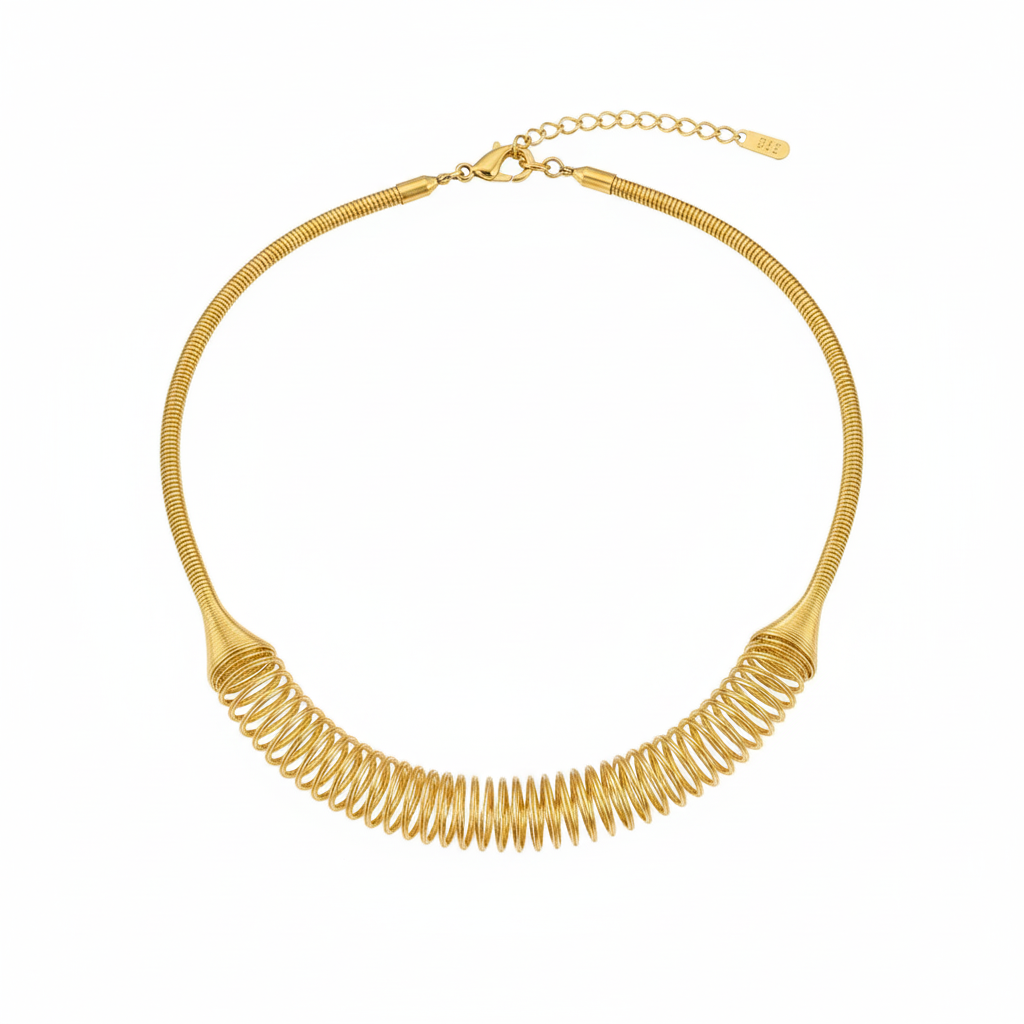 Spring Design Golden Twisted Necklace