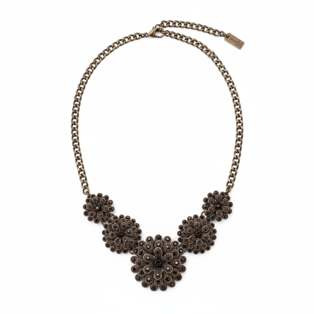 Crushed Stones 5 Petals Necklace