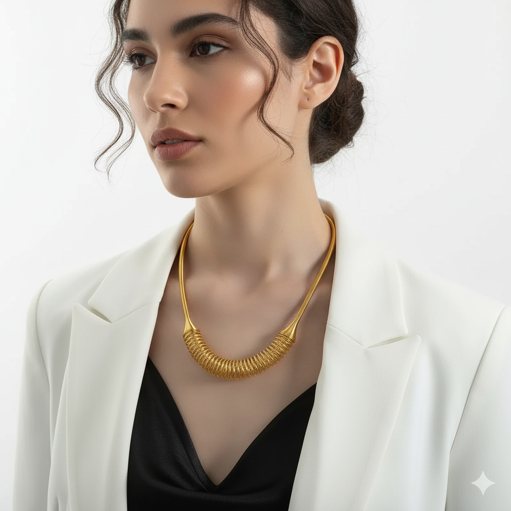 Spring Design Golden Twisted Necklace