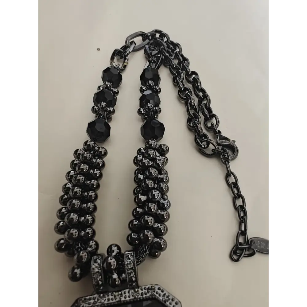 Adair Black Semi Precious Single Stone Pendant Necklace - Necklace