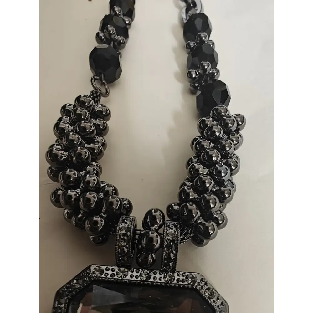 Adair Black Semi Precious Single Stone Pendant Necklace - Necklace
