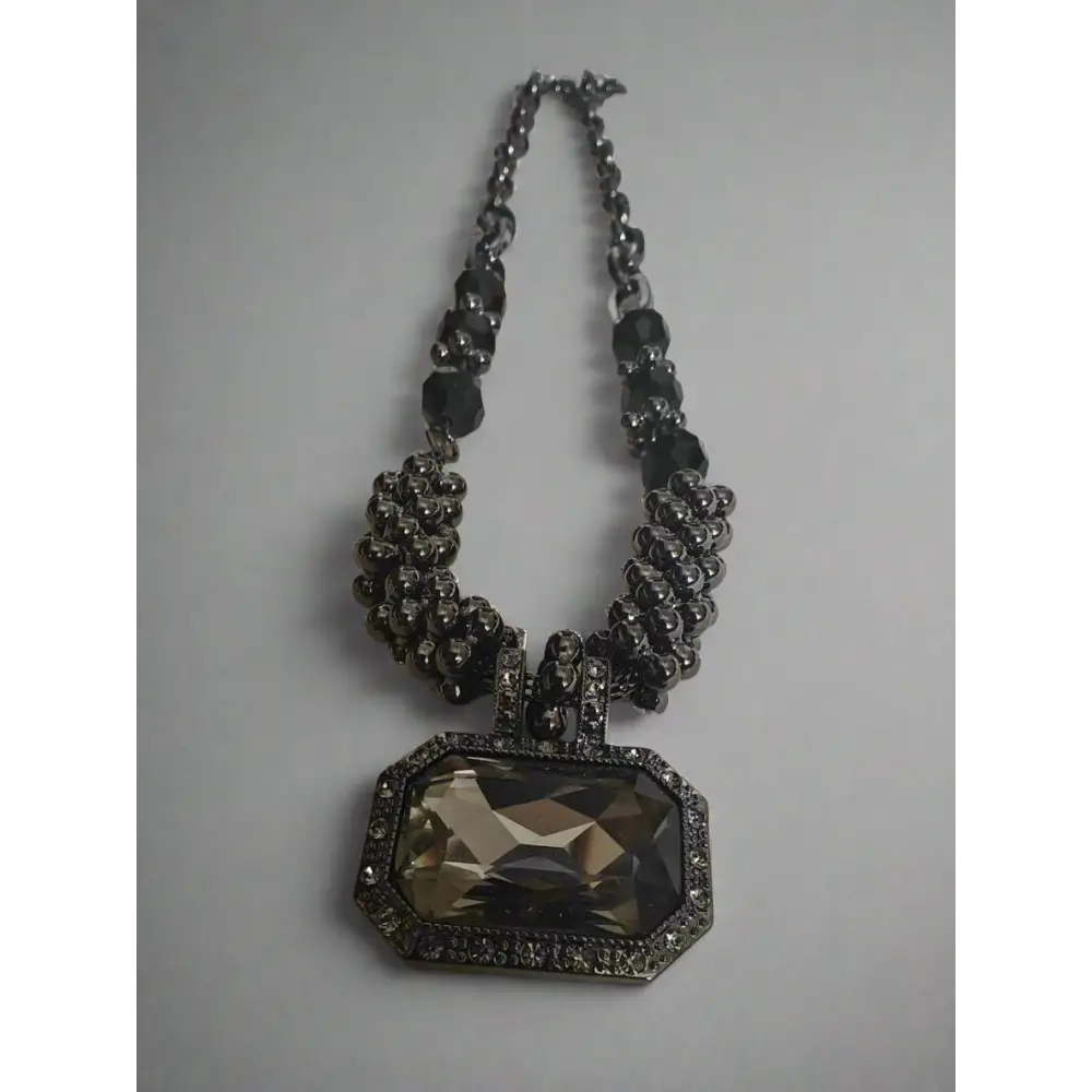 Adair Black Semi Precious Single Stone Pendant Necklace - Necklace
