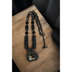 Adair Black Semi Precious Single Stone Pendant Necklace - Necklace