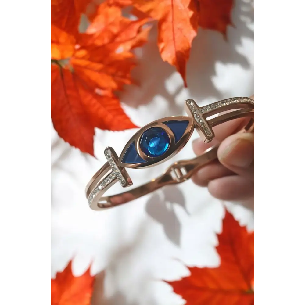 Adair Blue Evil Eye Rose Gold Anti Tarnish Bracelet - Bracelet