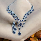 Adair Blue Sapphire Necklace with Earrings Semi Precious Stone - Necklace