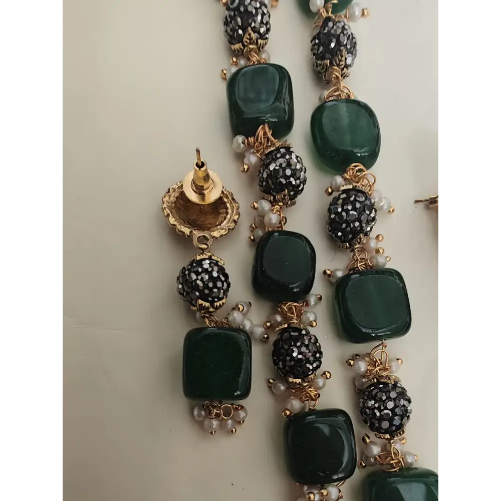Adair Champagne Gold & Emerald Necklace in Semi Precious Stones - Necklace