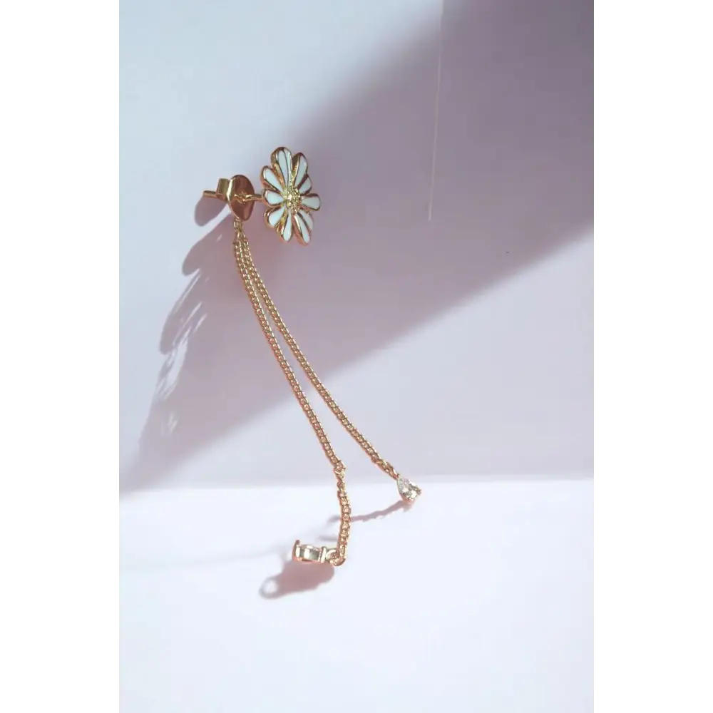 Adair Eternal Bloom Anti-Tarnish Flower Earrings with Chain Lock - Earrings