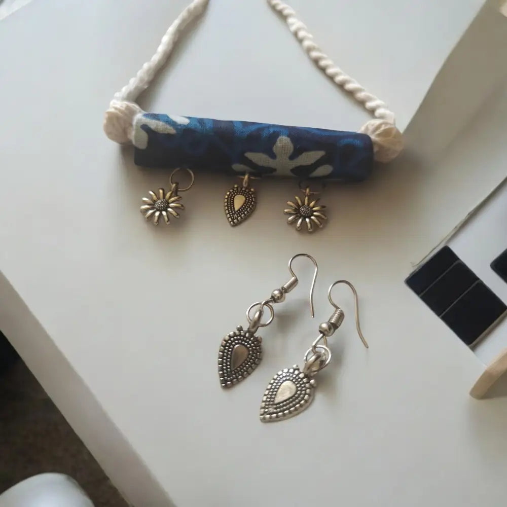 Adair Fabric Necklace with Earrings - Necklace