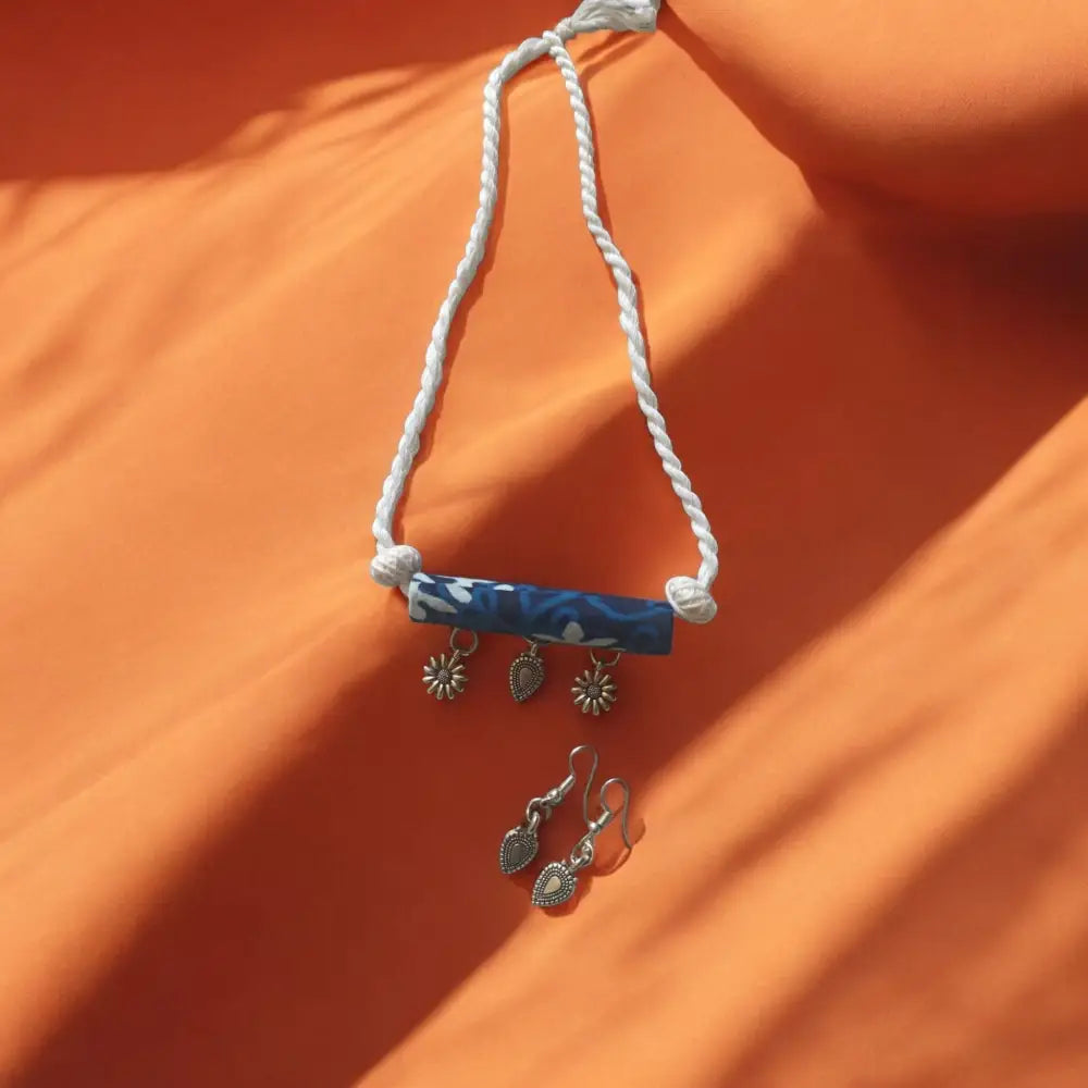 Adair Fabric Necklace with Earrings - Necklace