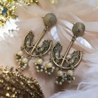 Adair German Silver-Plated Stone-Studded & Beaded Drop Earrings - Earrings