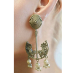 Adair German Silver-Plated Stone-Studded & Beaded Drop Earrings - Earrings