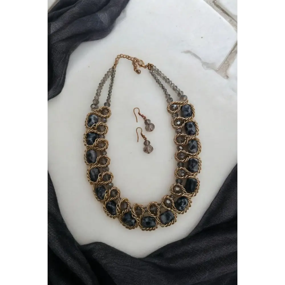 Adair Gold Tone Rope Chain with Silver Bead Choker Fashion Necklace - Necklace