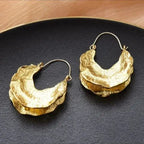 Adair Gold Toned Handcrafted Brass Hoop Earrings - Earrings