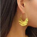 Adair Gold Toned Handcrafted Brass Hoop Earrings - Earrings