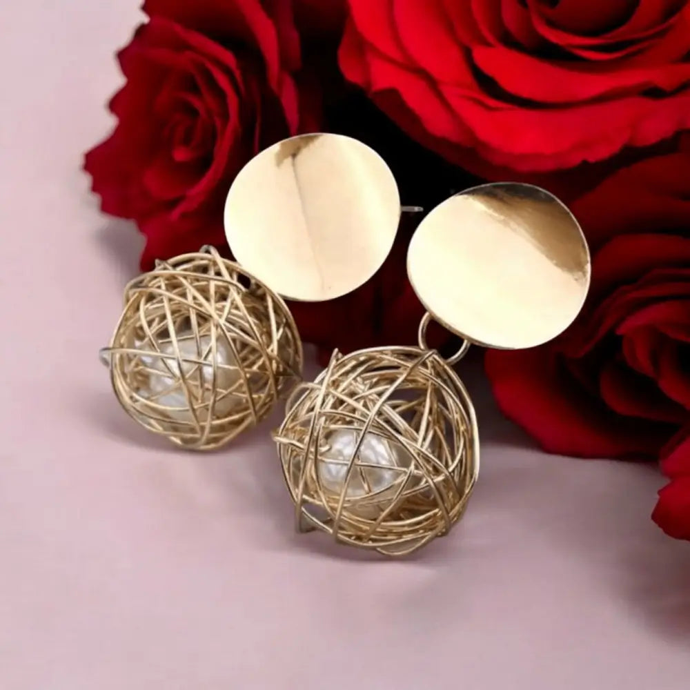 Adair Gold-Toned Net Intricate Earrings - Earrings