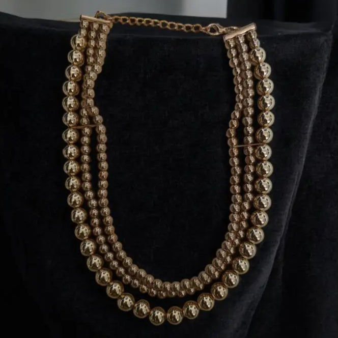 Adair Golden Beads Necklace - Light Weight - Necklace